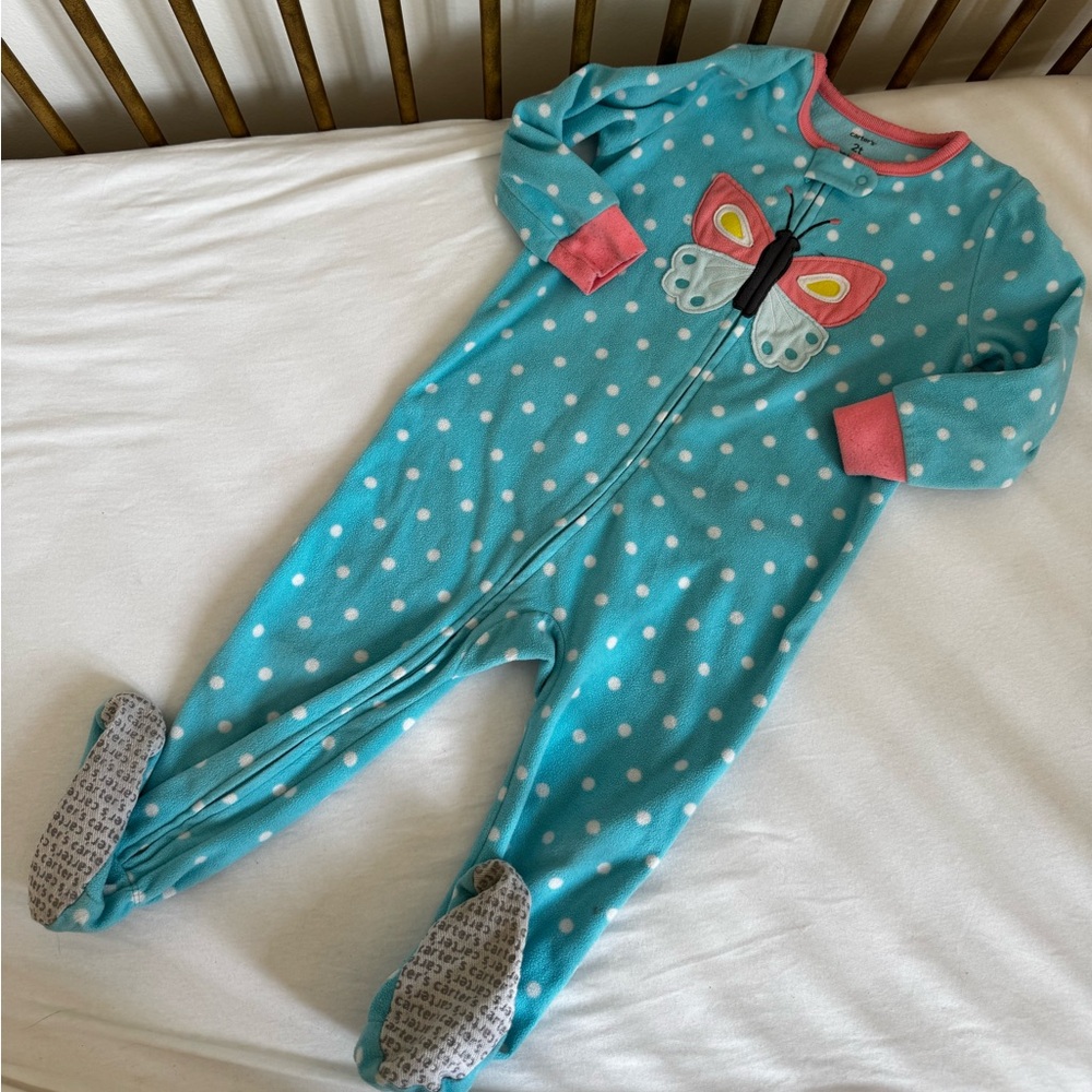 2T fleece butterfly carters pjs onesie sleeper